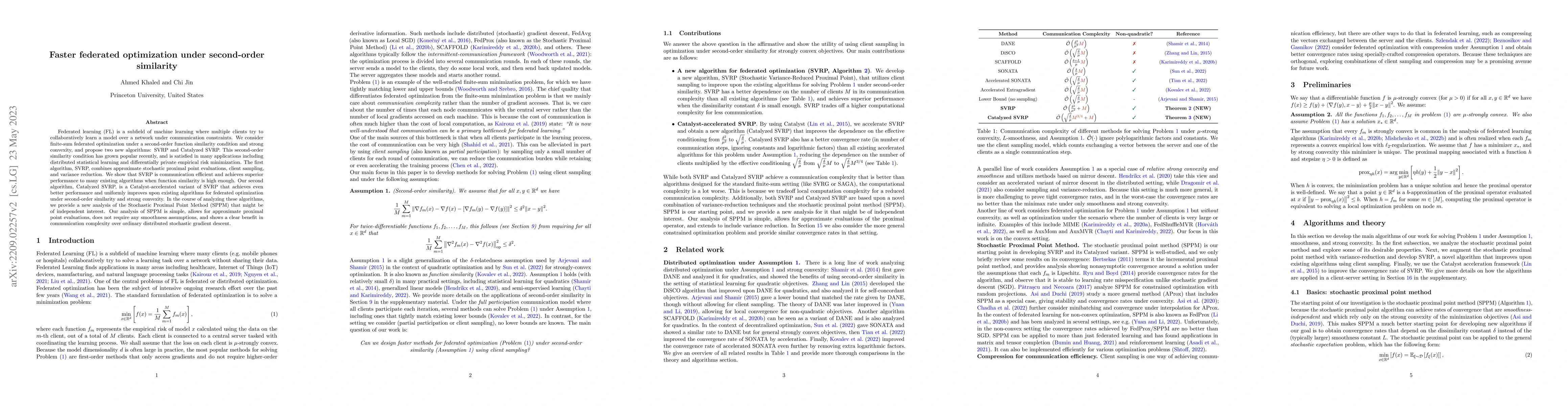 Thumbnail for Faster federated optimization under second-order similarity