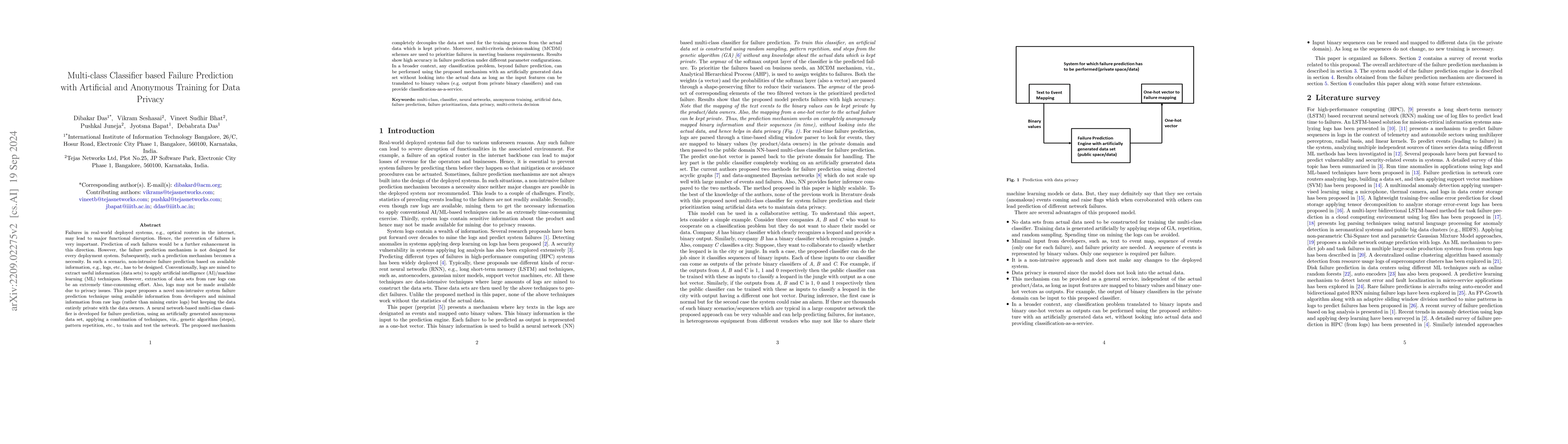Thumbnail for Multi-class Classifier based Failure Prediction with Artificial and
  Anonymous Training for Data Privacy