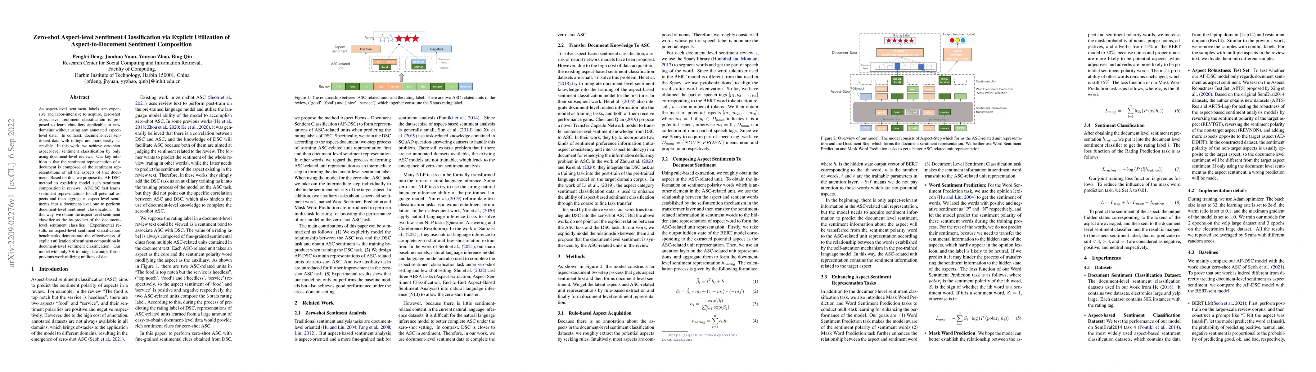 Thumbnail for Zero-shot Aspect-level Sentiment Classification via Explicit Utilization
  of Aspect-to-Document Sentiment Composition