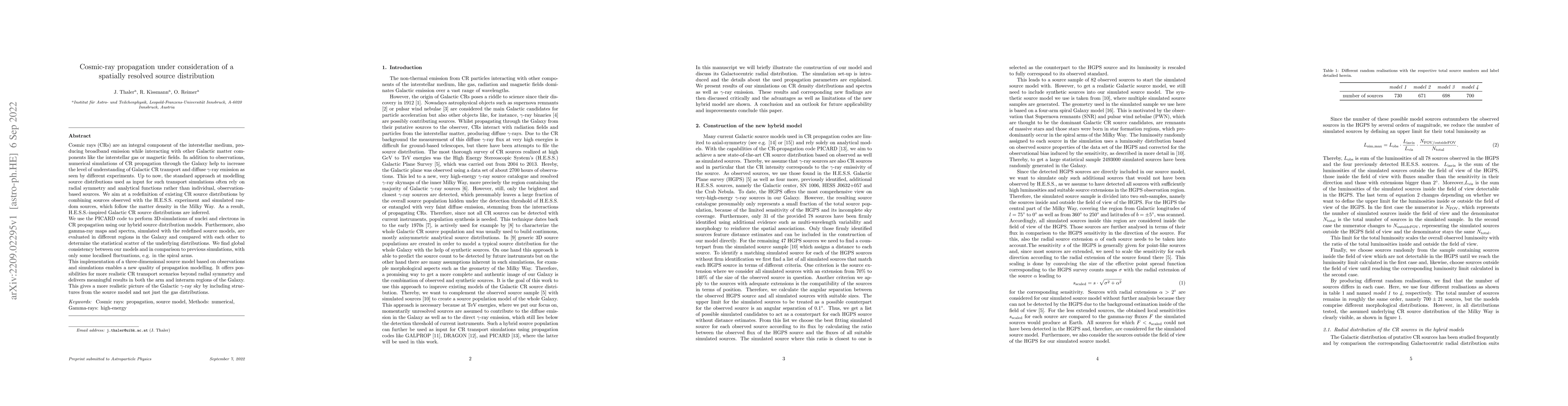 Thumbnail for Cosmic-ray propagation under consideration of a spatially resolved
  source distribution