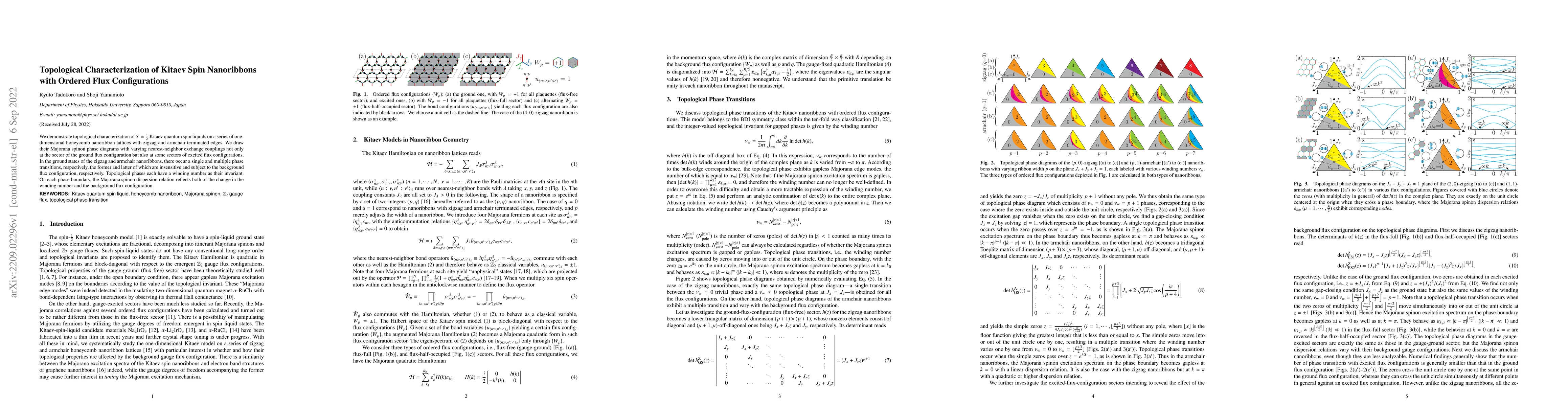 Thumbnail for Topological Characterization of Kitaev Spin Nanoribbons with Ordered
  Flux Configurations