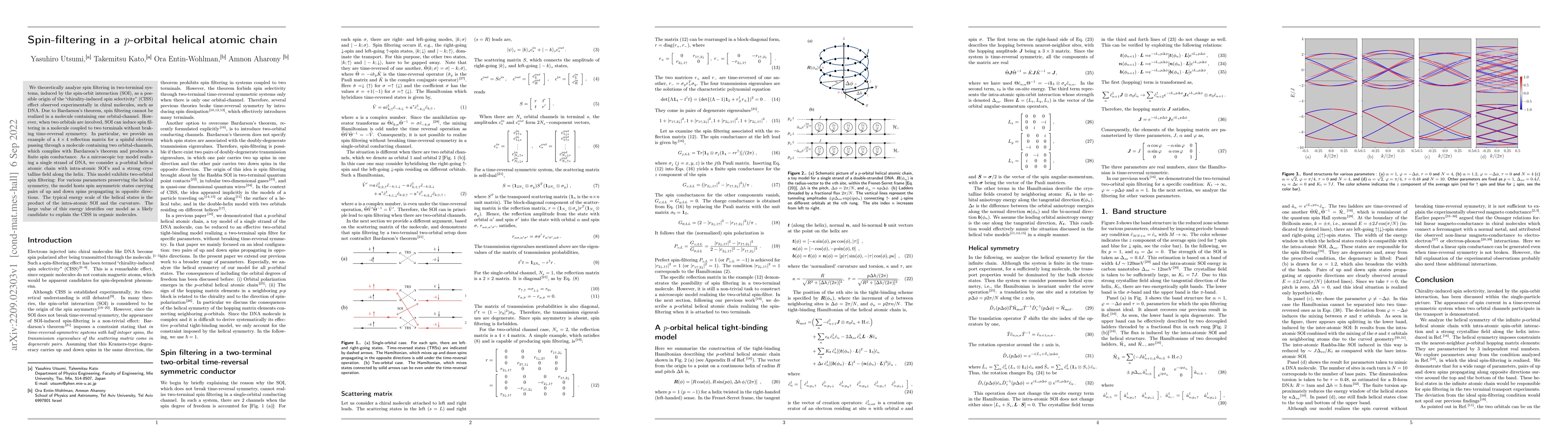 Thumbnail for Spin-filtering in a $p$-orbital helical atomic chain