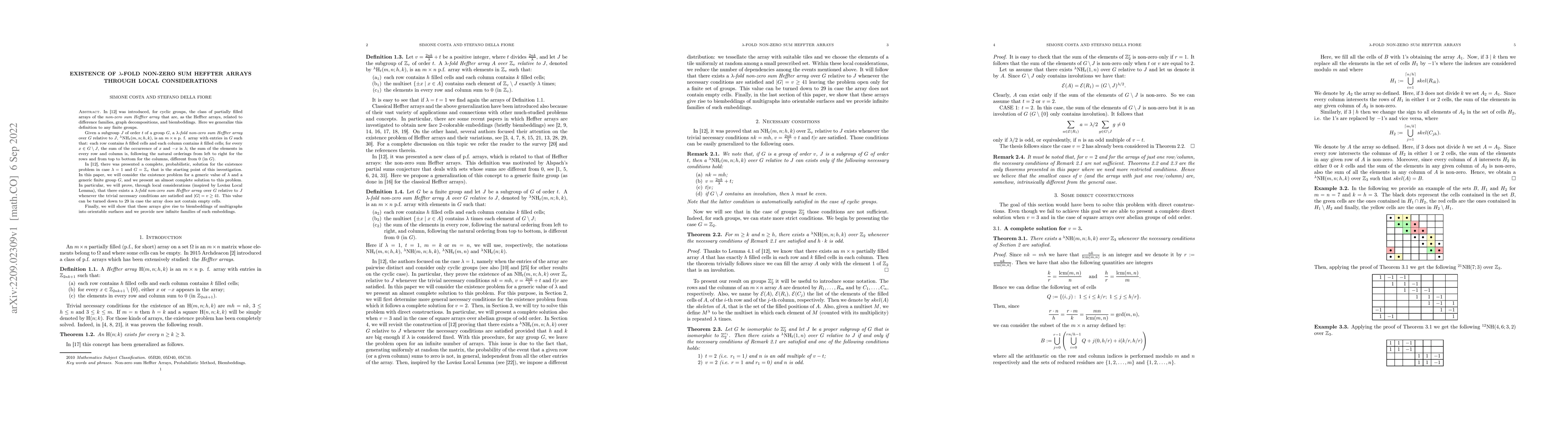 Thumbnail for Existence of $\lambda$-Fold Non-zero sum Heffter arrays through local
  considerations