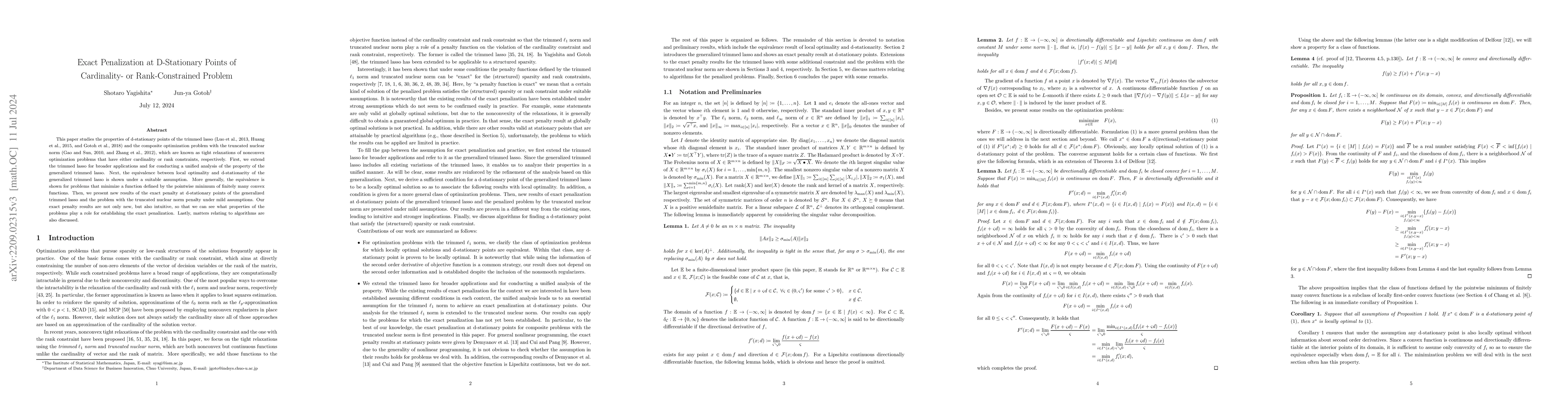 Thumbnail for Exact Penalization at D-Stationary Points of Cardinality- or
  Rank-Constrained Problem