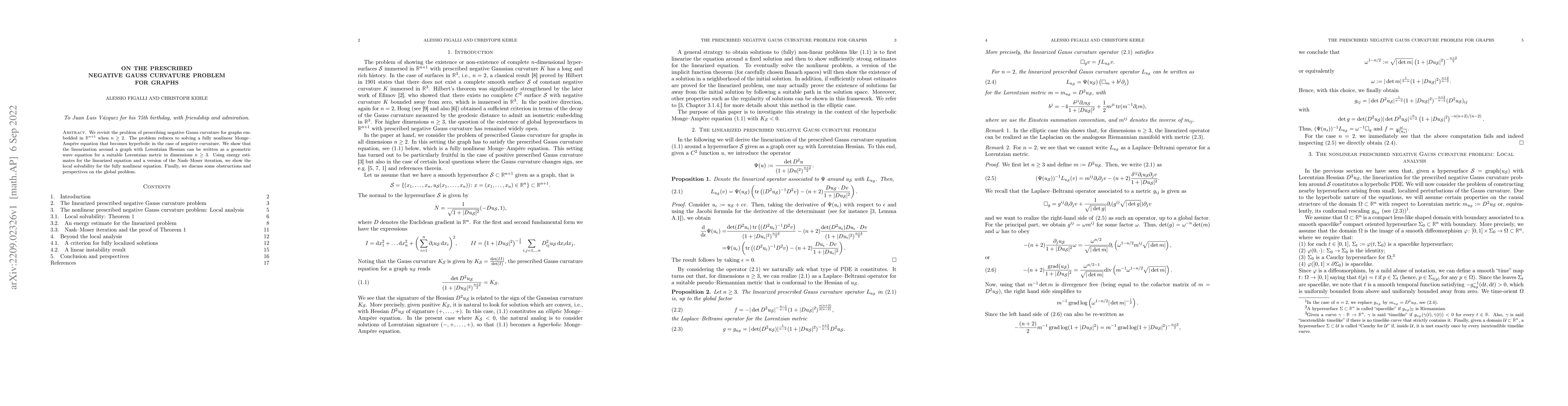 Thumbnail for On the prescribed negative Gauss curvature problem for graphs