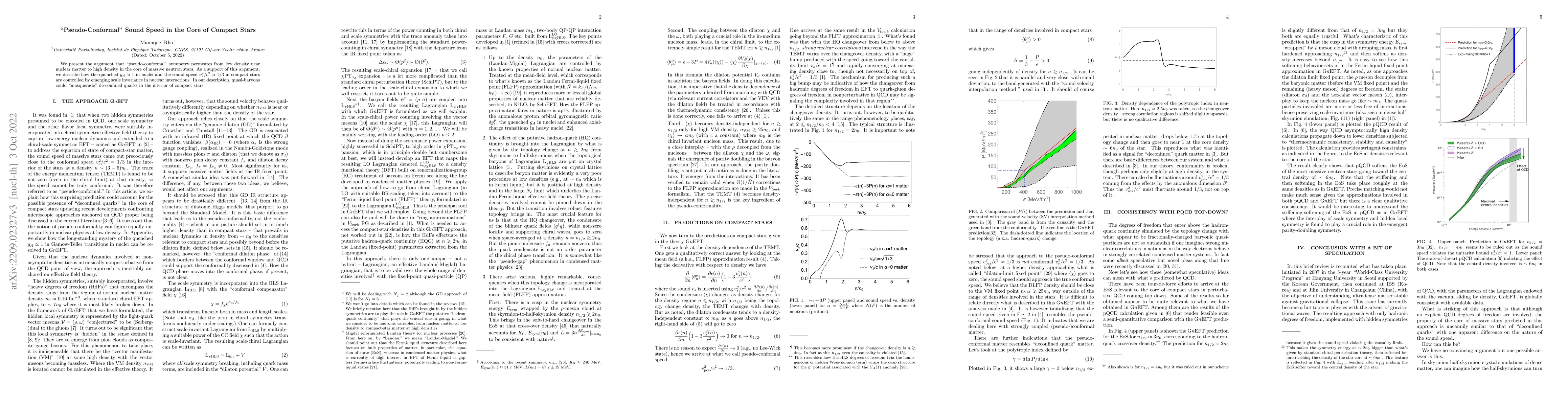 Thumbnail for "Pseudo-Conformal" Sound Speed in the Core of Compact Stars