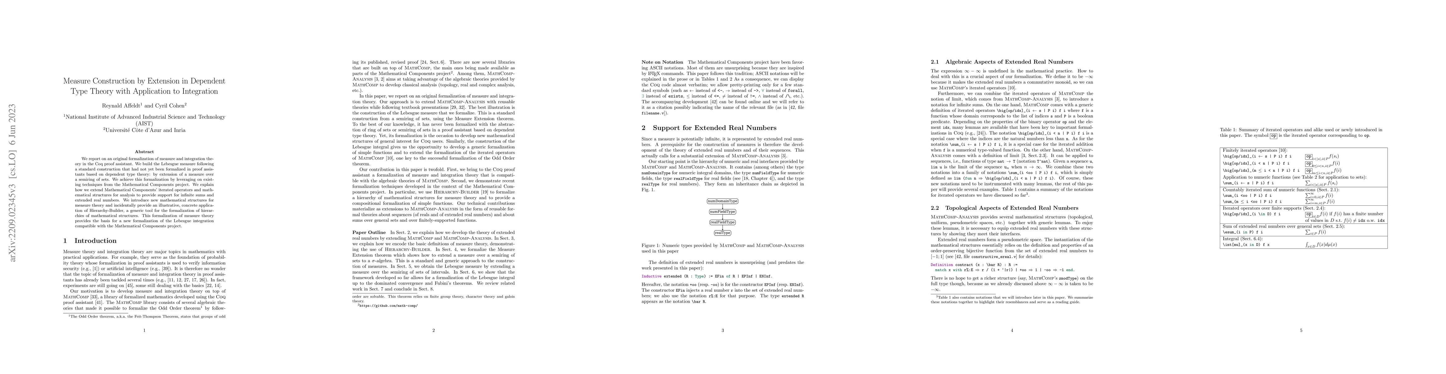 Thumbnail for Measure Construction by Extension in Dependent Type Theory with
  Application to Integration