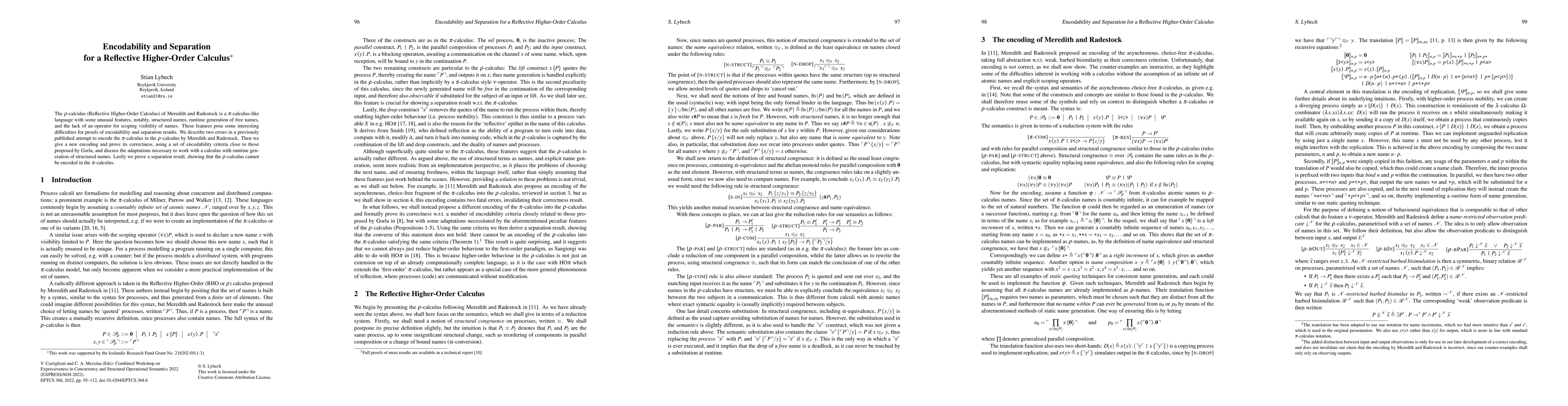 Thumbnail for Encodability and Separation for a Reflective Higher-Order Calculus
