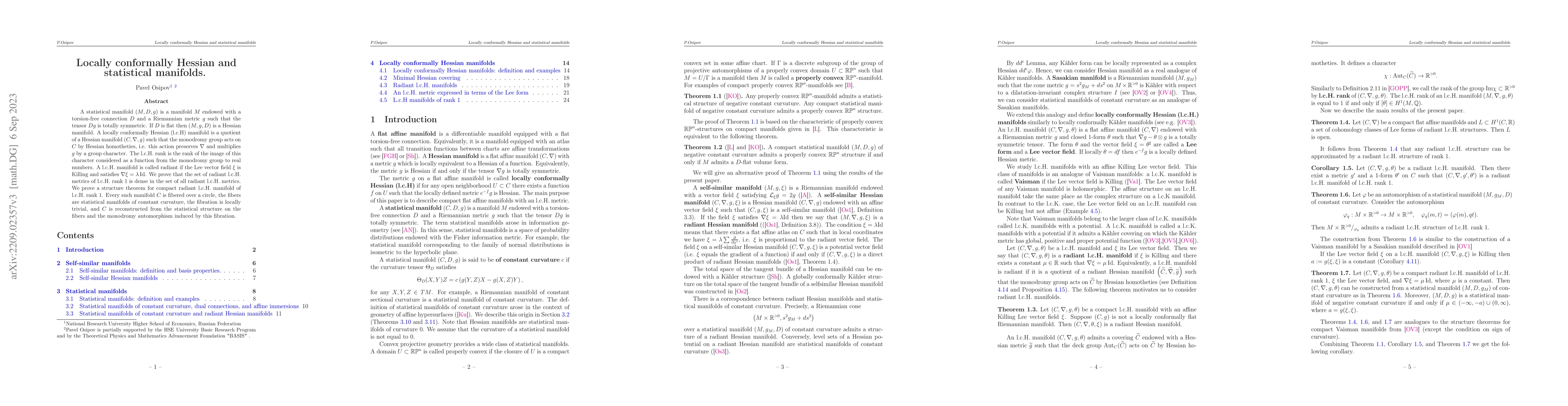 Thumbnail for Locally conformally Hessian and statistical manifolds