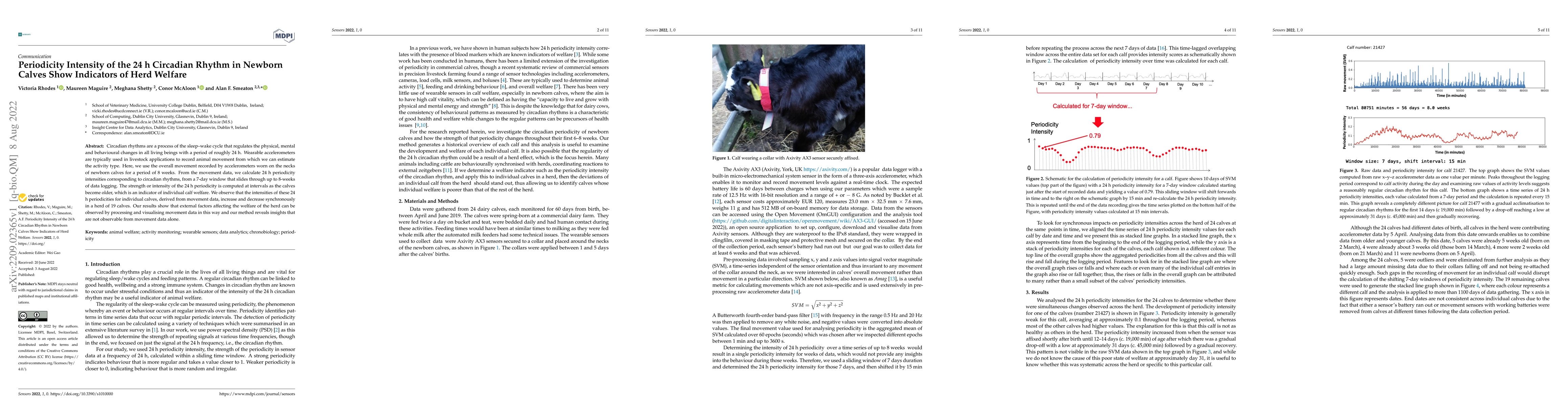 Thumbnail for Periodicity Intensity of the 24 h Circadian Rhythm in Newborn Calves
  Show Indicators of Herd Welfare