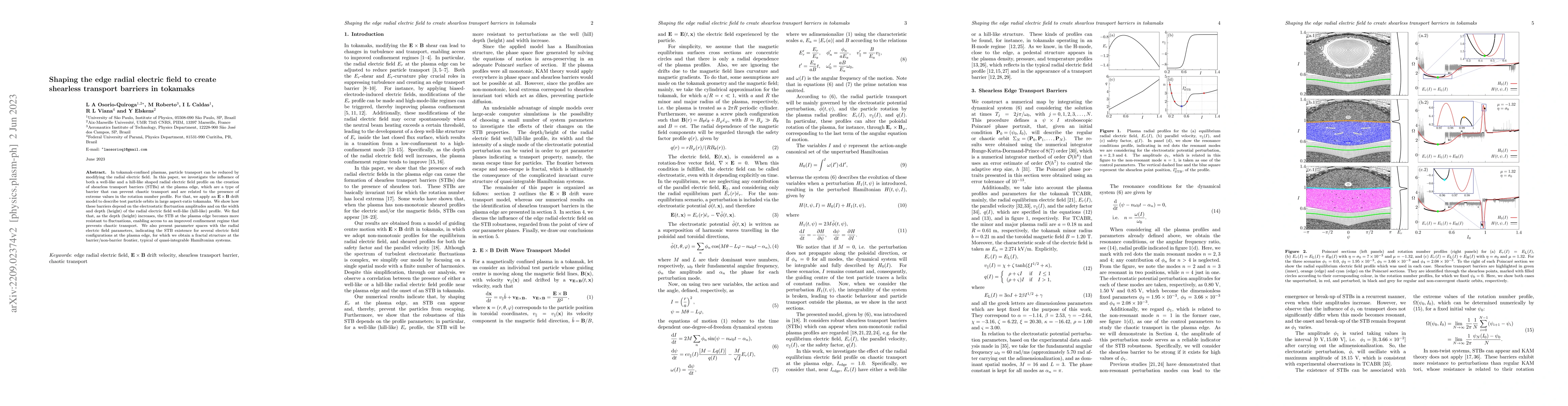 Thumbnail for Shaping the edge radial electric field to create shearless transport
  barriers in tokamaks