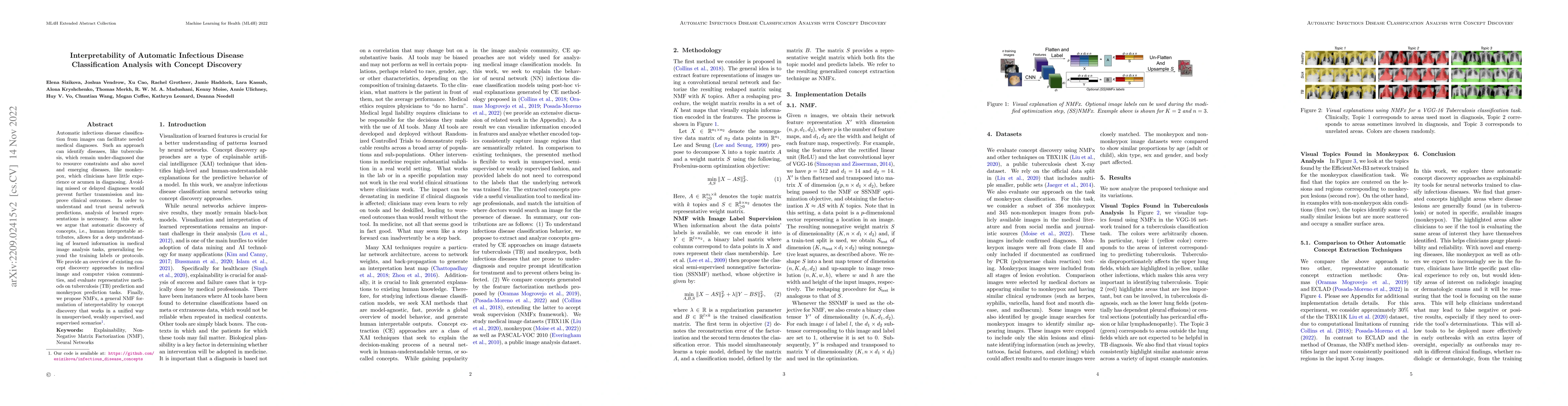 Thumbnail for Automatic Infectious Disease Classification Analysis with Concept
  Discovery
