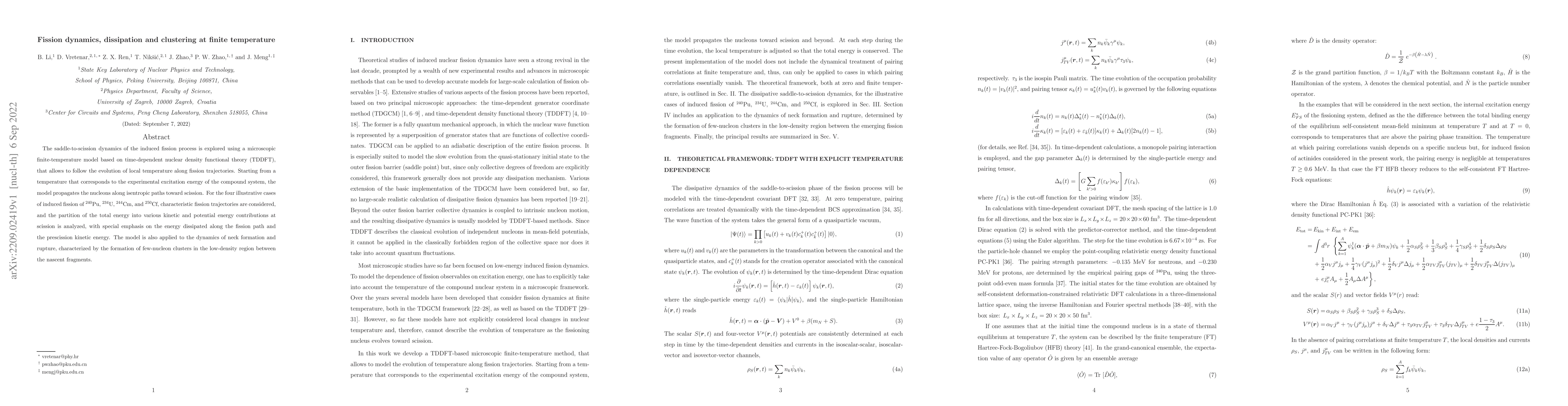 Thumbnail for Fission dynamics, dissipation and clustering at finite temperature