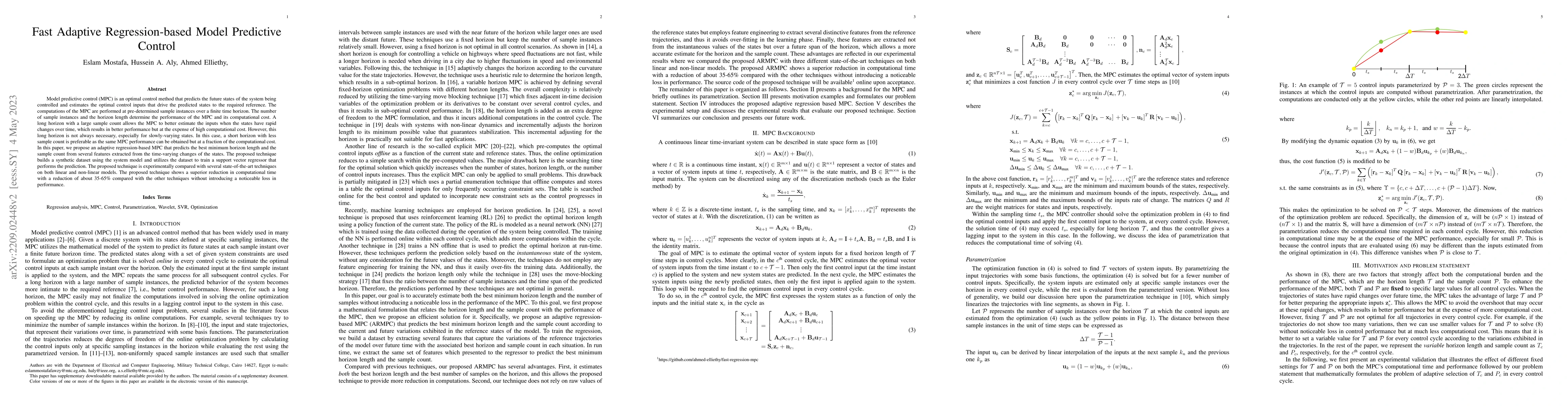Thumbnail for Fast Adaptive Regression-based Model Predictive Control