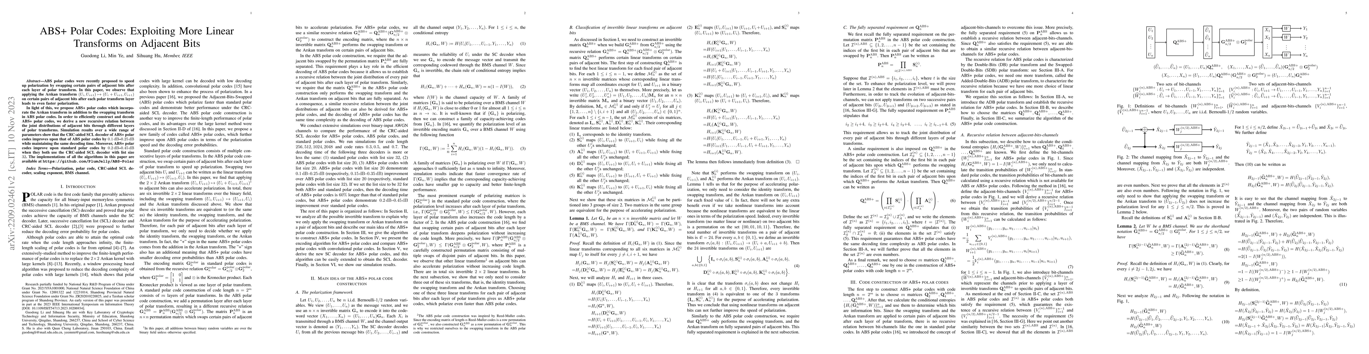 Thumbnail for ABS+ Polar Codes: Exploiting More Linear Transforms on Adjacent Bits