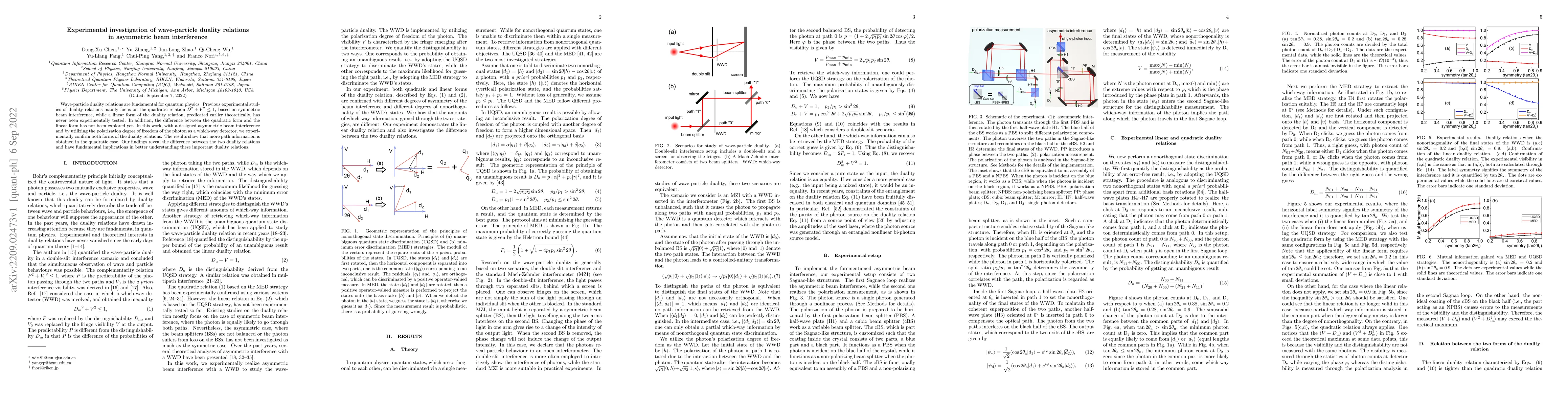 Thumbnail for Experimental investigation of wave-particle duality relations in
  asymmetric beam interference