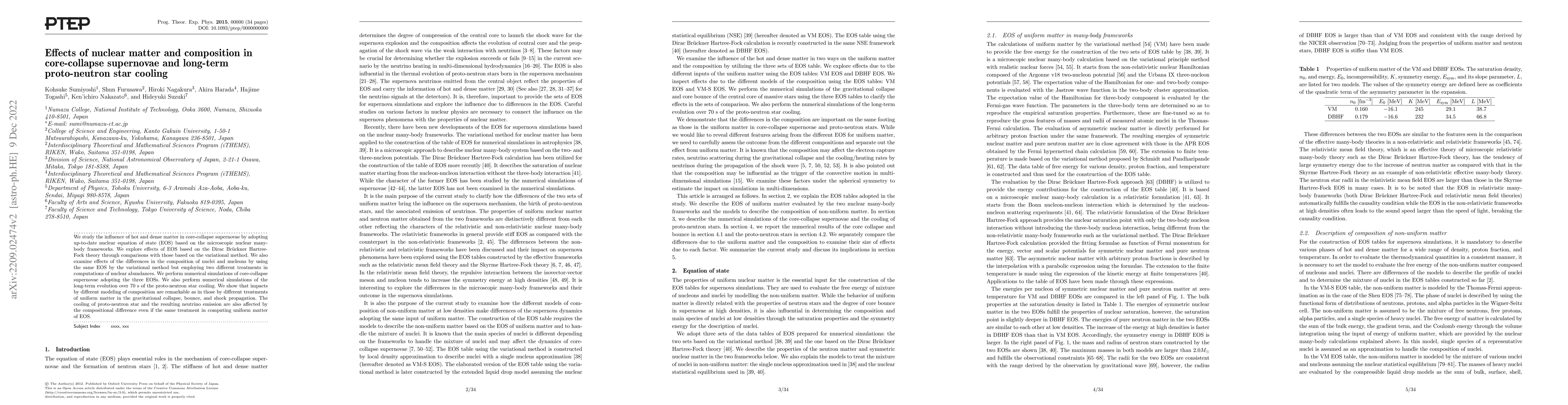 Thumbnail for Effects of nuclear matter and composition in core-collapse supernovae
  and long-term proto-neutron star cooling