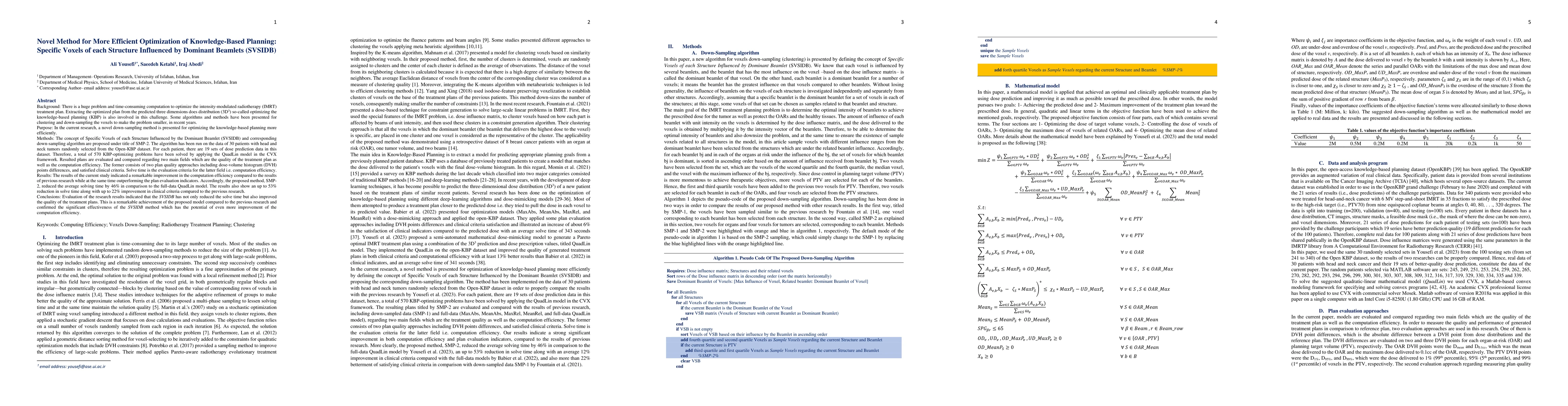 Thumbnail for Novel Method for More Efficient Optimizing the Knowledge-Based Planning:
  Specific Voxels of each Structure Influenced by Dominant Beamlets (SVSIDB)
