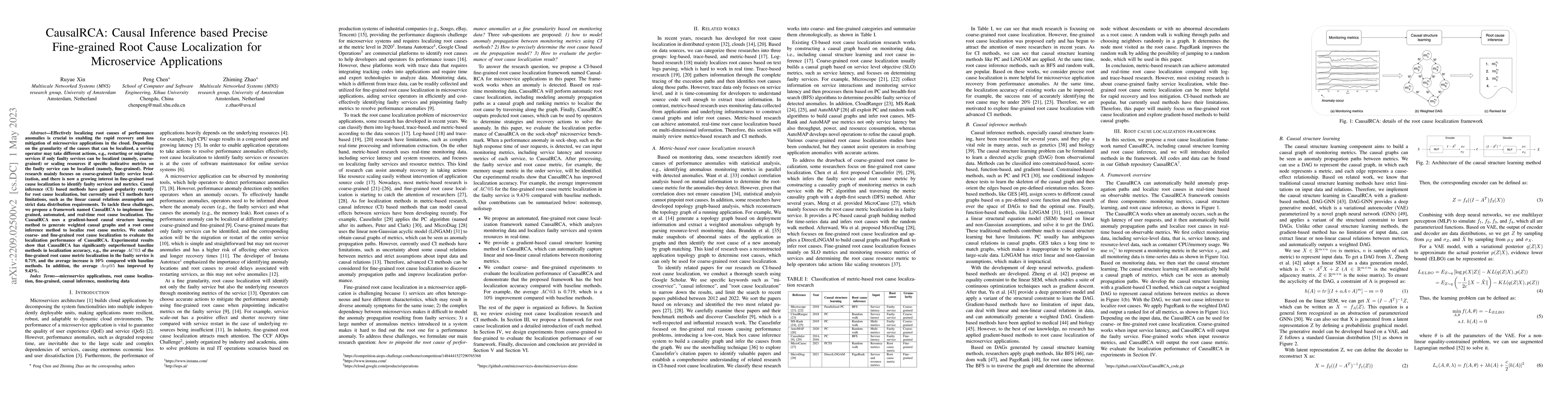 Thumbnail for CausalRCA: Causal Inference based Precise Fine-grained Root Cause
  Localization for Microservice Applications