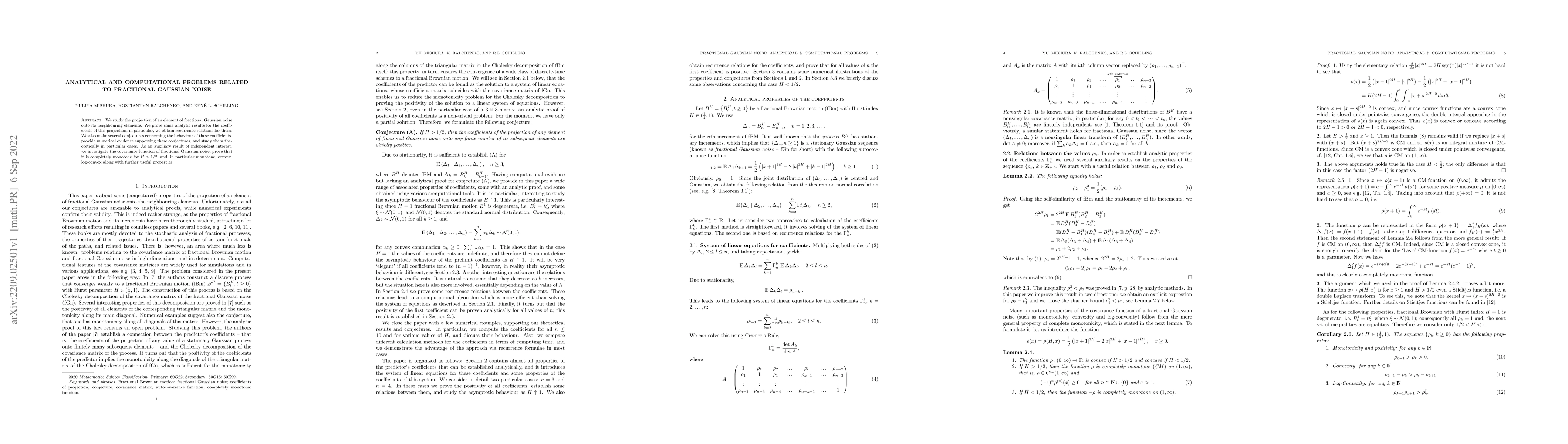 Thumbnail for Analytical and computational problems related to fractional Gaussian
  noise