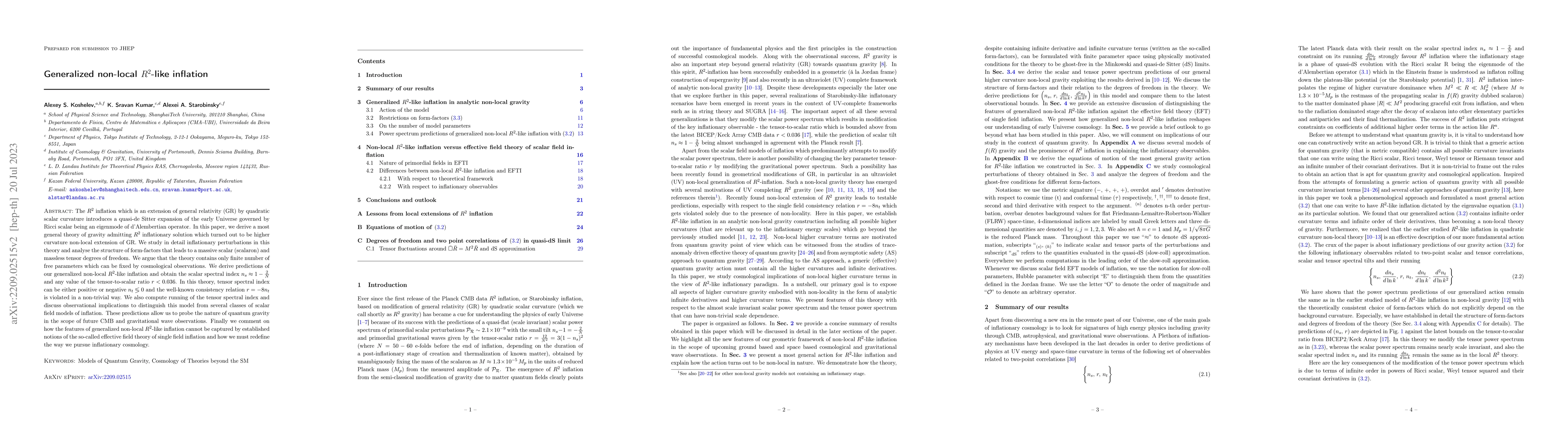 Thumbnail for Generalized non-local $R^2$-like inflation