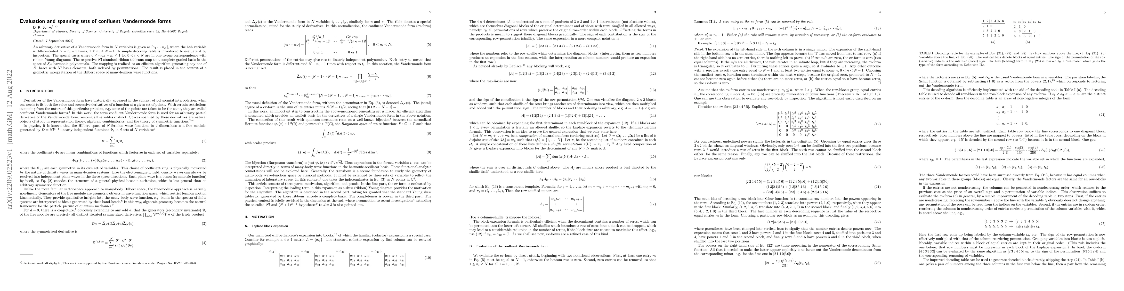 Thumbnail for Evaluation and spanning sets of confluent Vandermonde forms