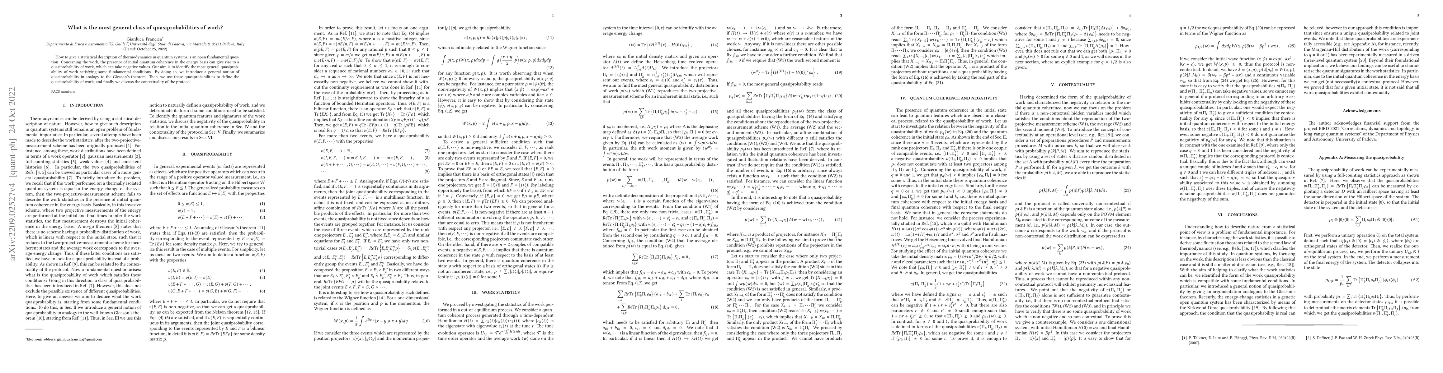 Thumbnail for What is the most general class of quasiprobabilities of work?