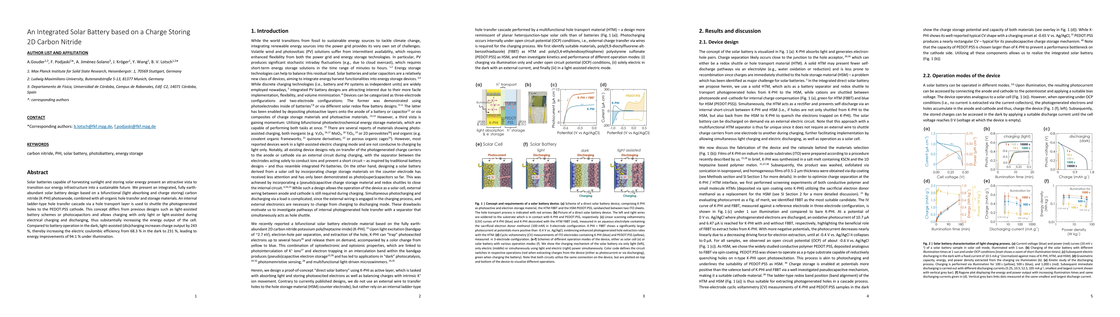 Thumbnail for An Integrated Solar Battery based on a Charge Storing 2D Carbon Nitride