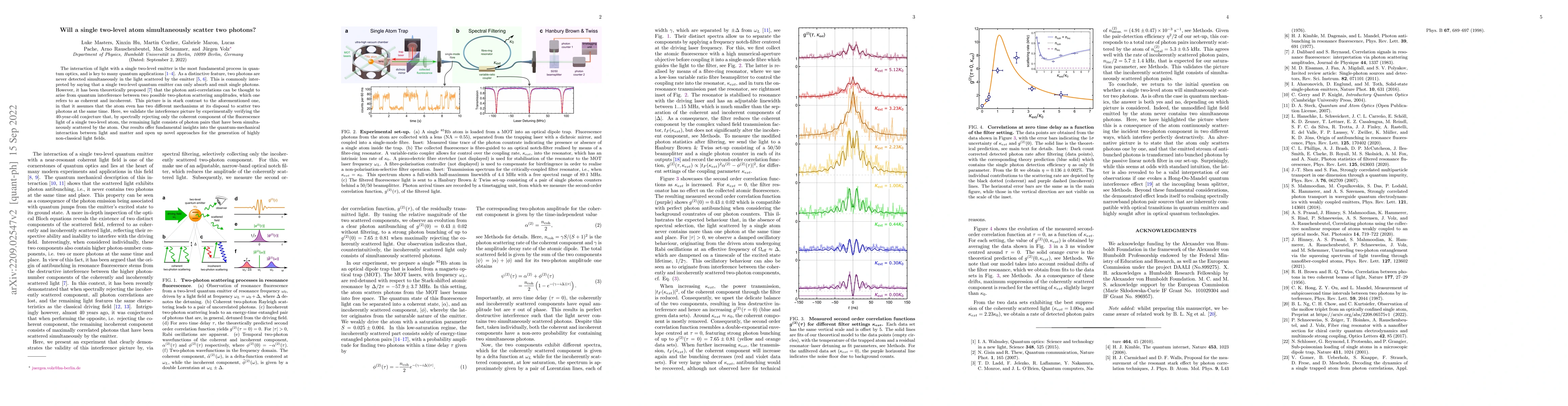 Thumbnail for Will a single two-level atom simultaneously scatter two photons?