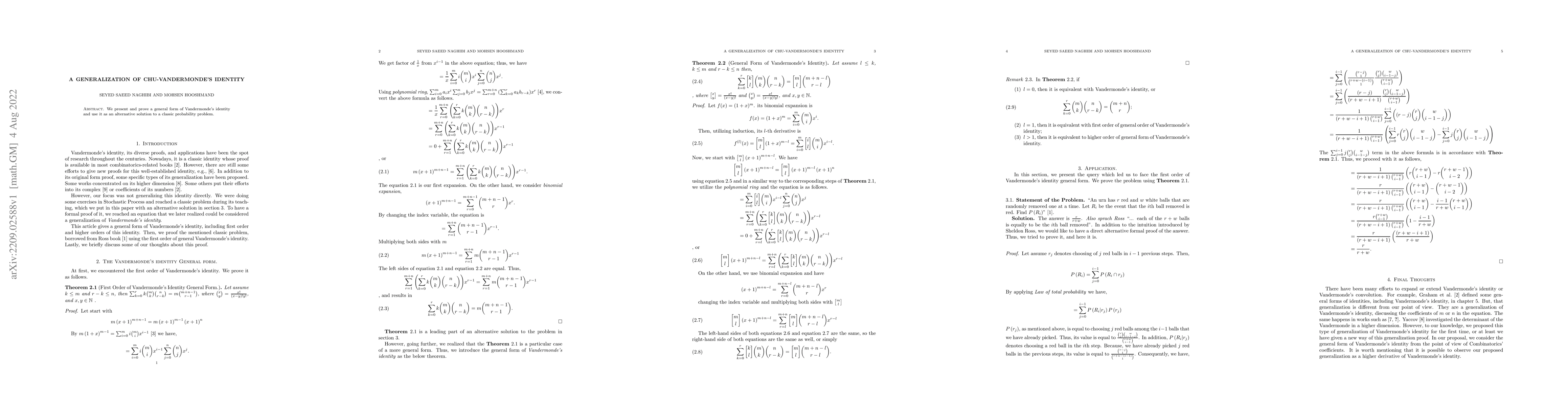Thumbnail for A generalization of Chu-Vandermonde's Identity