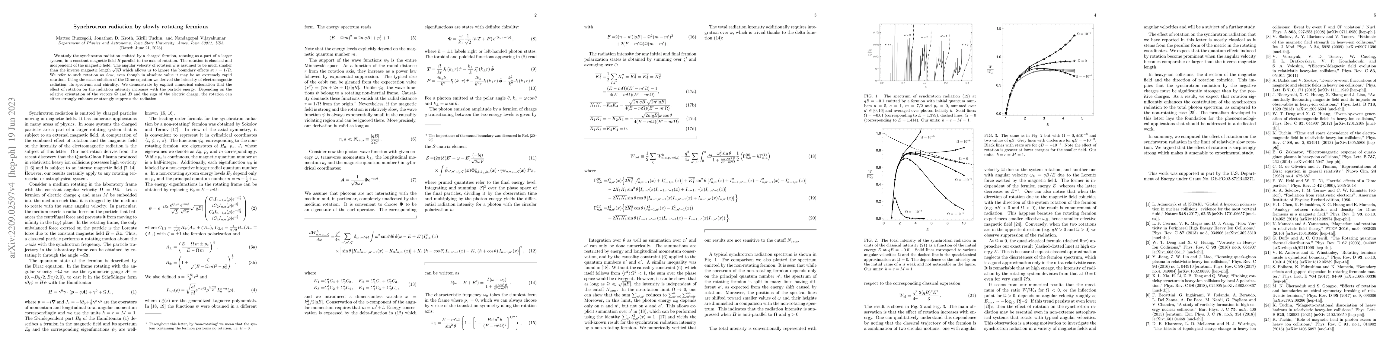 Thumbnail for Synchrotron radiation by slowly rotating fermions
