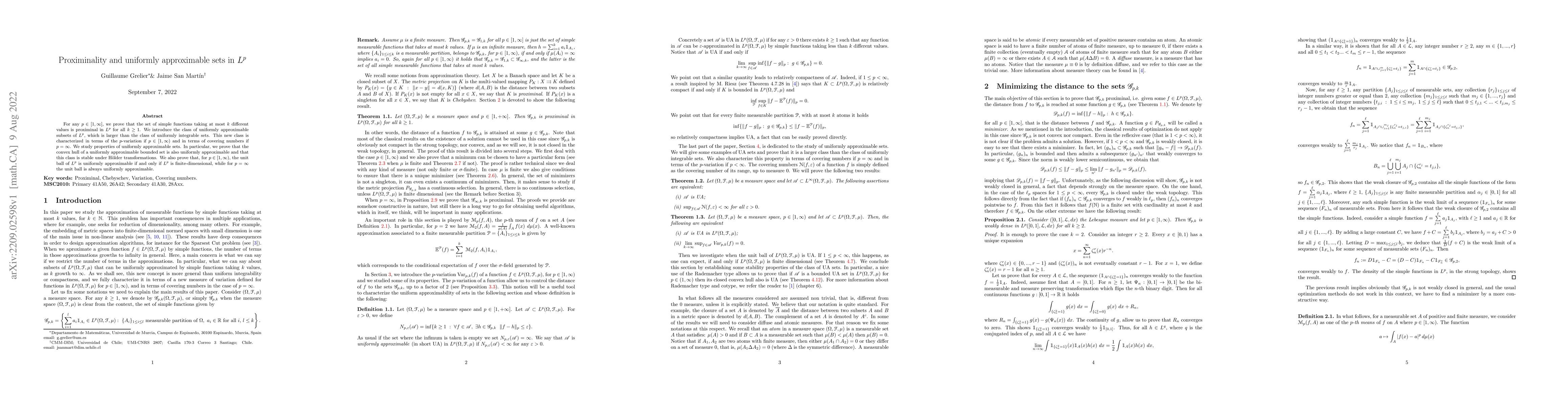 Thumbnail for Proximinality and uniformly approximable sets in $L^p$