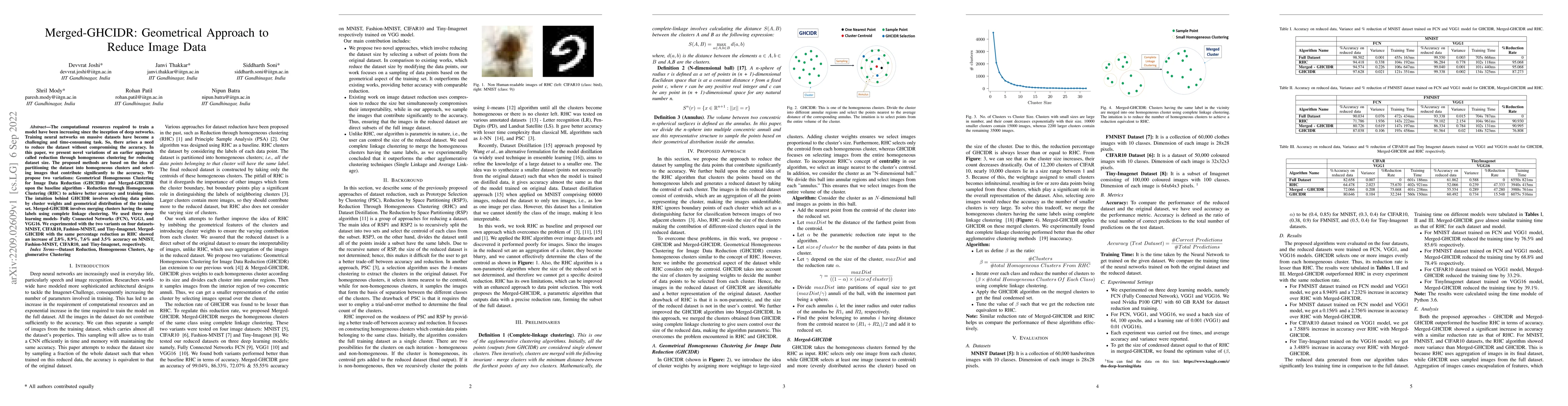Thumbnail for Merged-GHCIDR: Geometrical Approach to Reduce Image Data