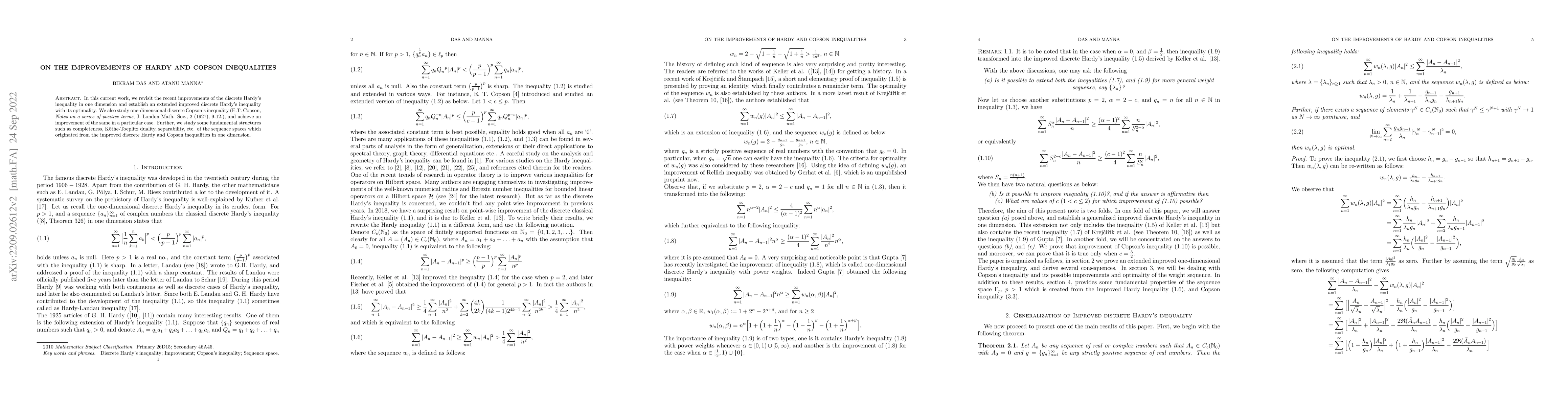 Thumbnail for On the improvements of Hardy and Copson inequalities