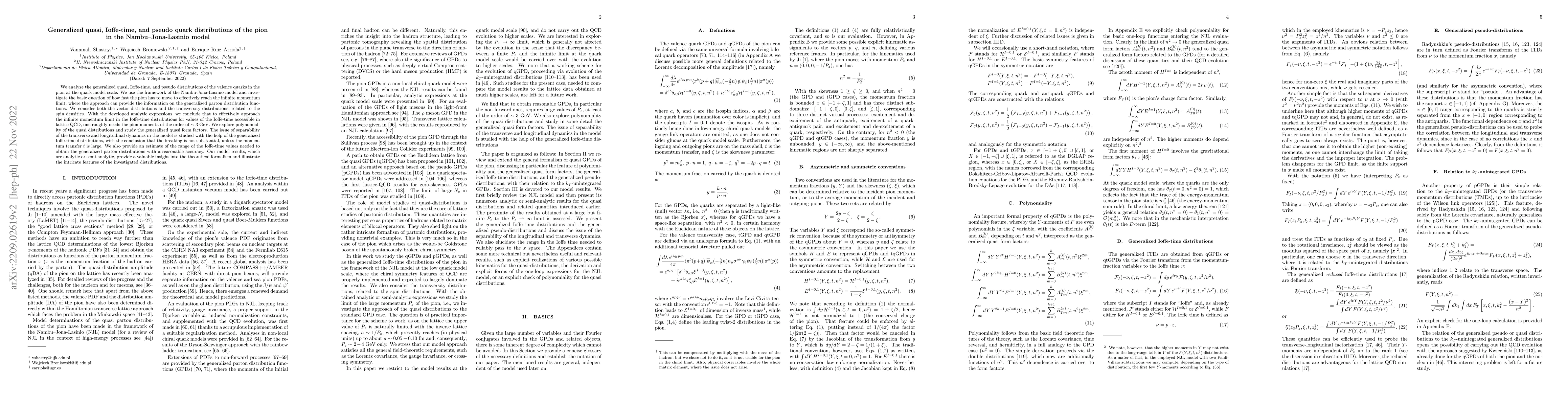 Thumbnail for Generalized quasi, Ioffe-time, and pseudo quark distributions of the
  pion in the Nambu--Jona-Lasinio model