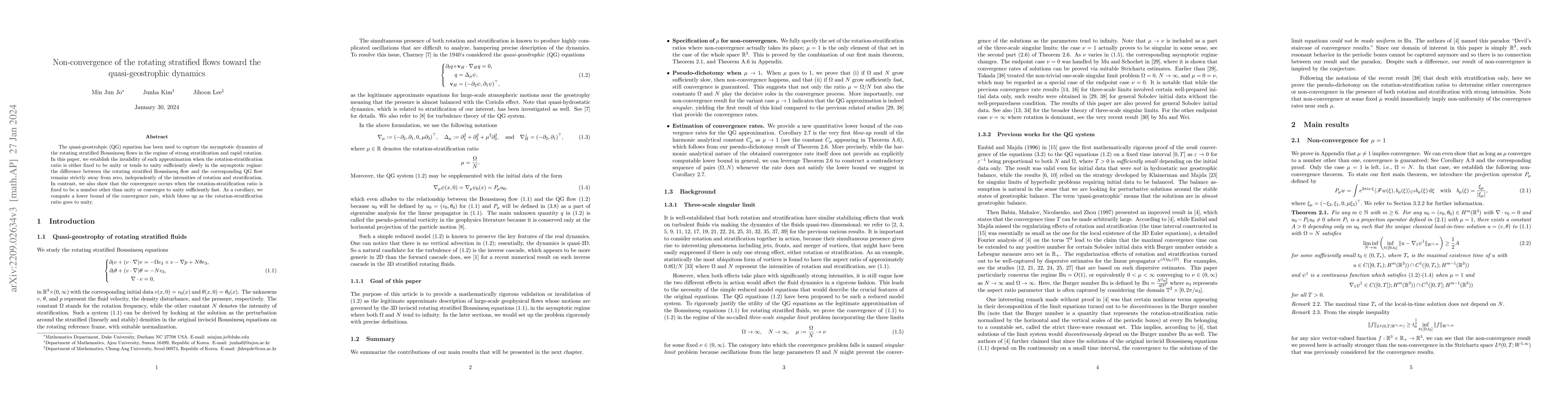 Thumbnail for Non-convergence of the rotating stratified flows toward the
  quasi-geostrophic dynamics