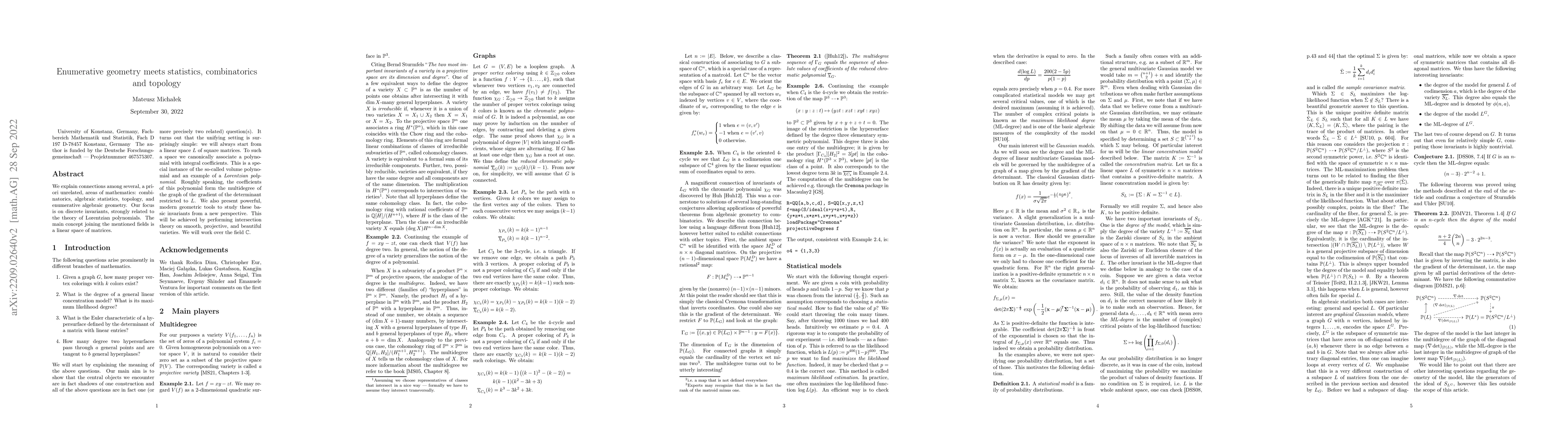 Thumbnail for Enumerative geometry meets statistics, combinatorics and topology