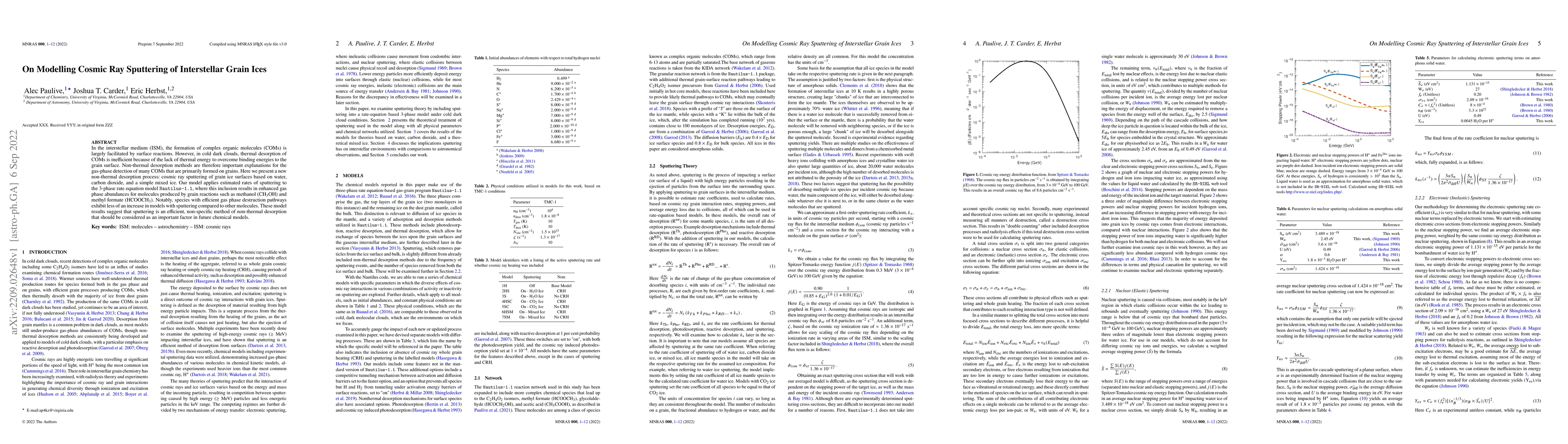 Thumbnail for On Modelling Sputtering of Interstellar Grain Ices
