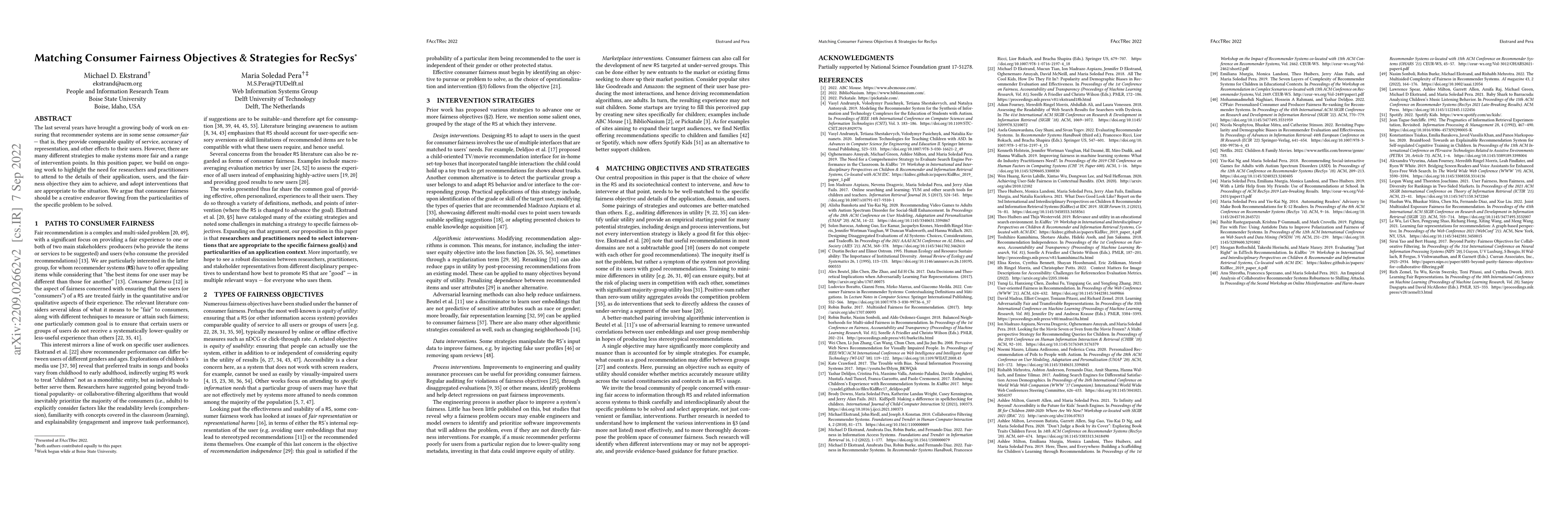 Thumbnail for Matching Consumer Fairness Objectives & Strategies for RecSys