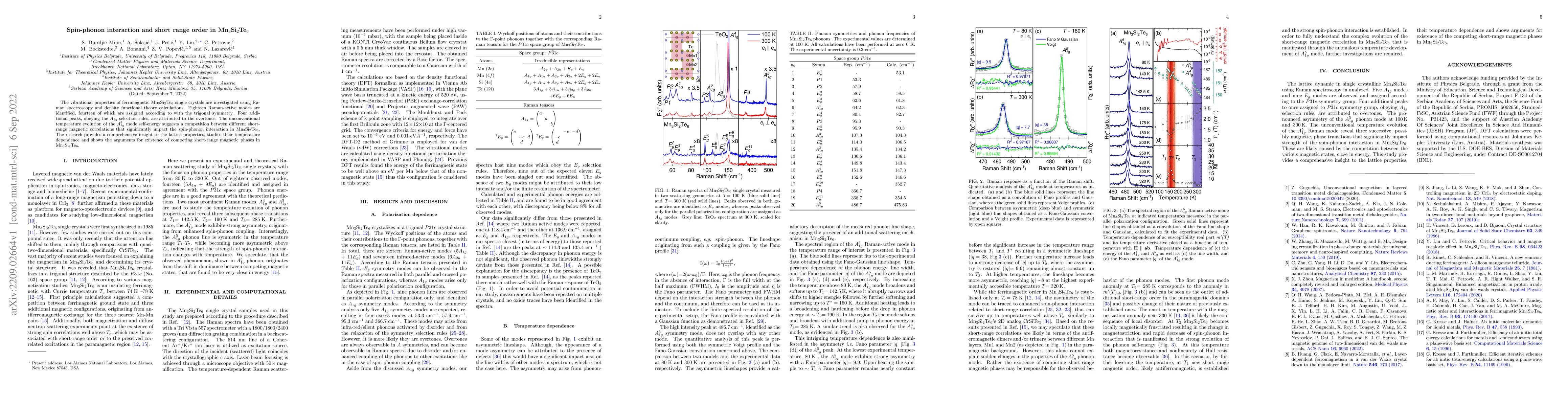 Thumbnail for Spin-phonon interaction and short range order in
  $\mathrm{Mn_3Si_{2}Te_6}$