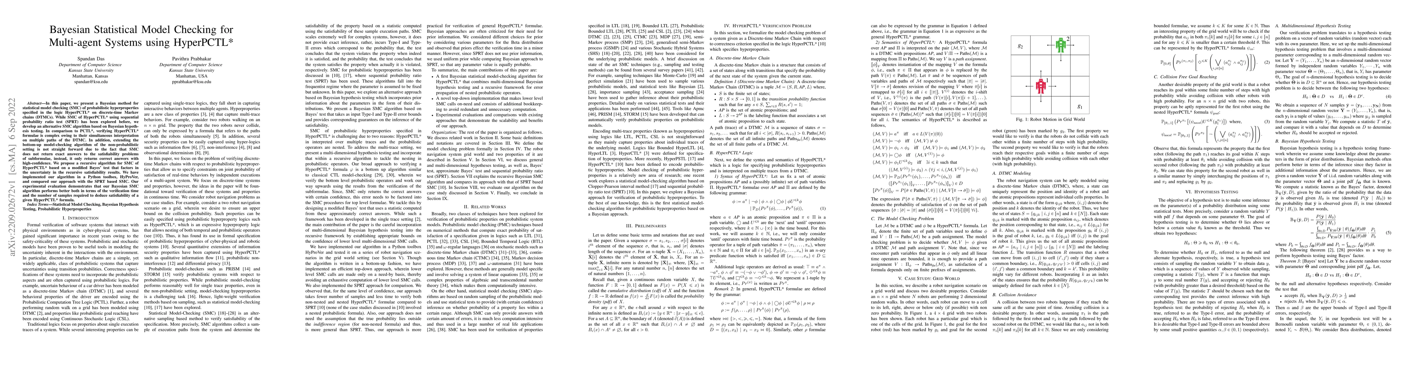 Thumbnail for Bayesian Statistical Model Checking for Multi-agent Systems using
  HyperPCTL*