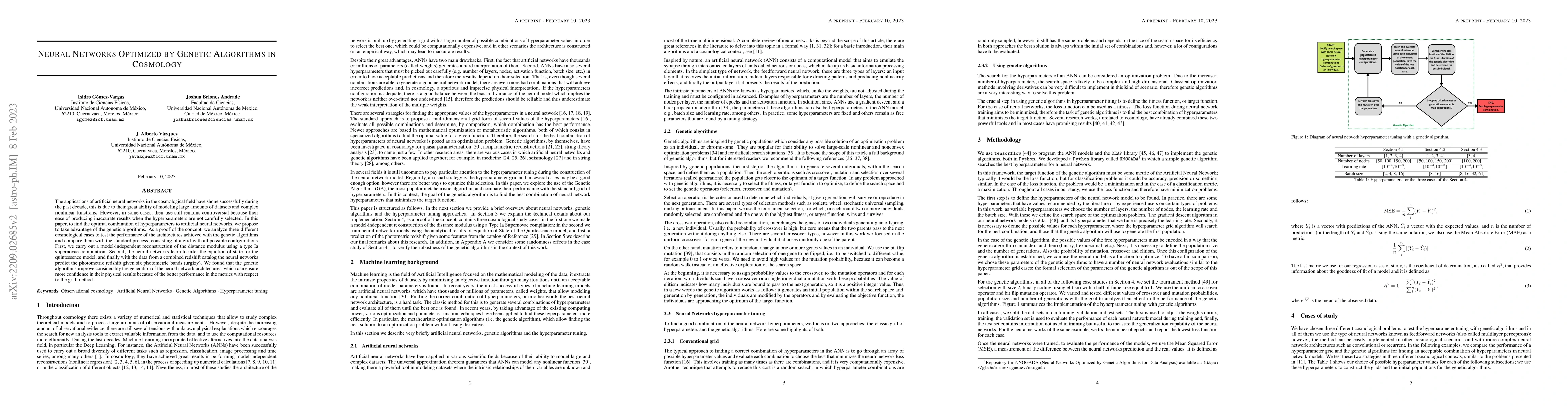 Thumbnail for Neural Networks Optimized by Genetic Algorithms in Cosmology