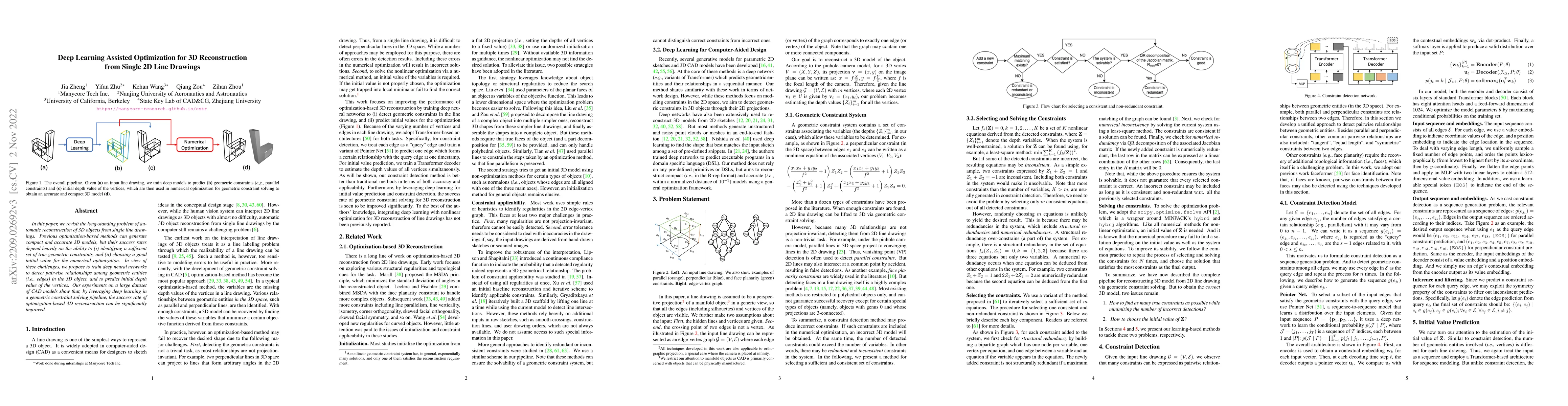 Thumbnail for Deep Learning Assisted Optimization for 3D Reconstruction from Single 2D
  Line Drawings