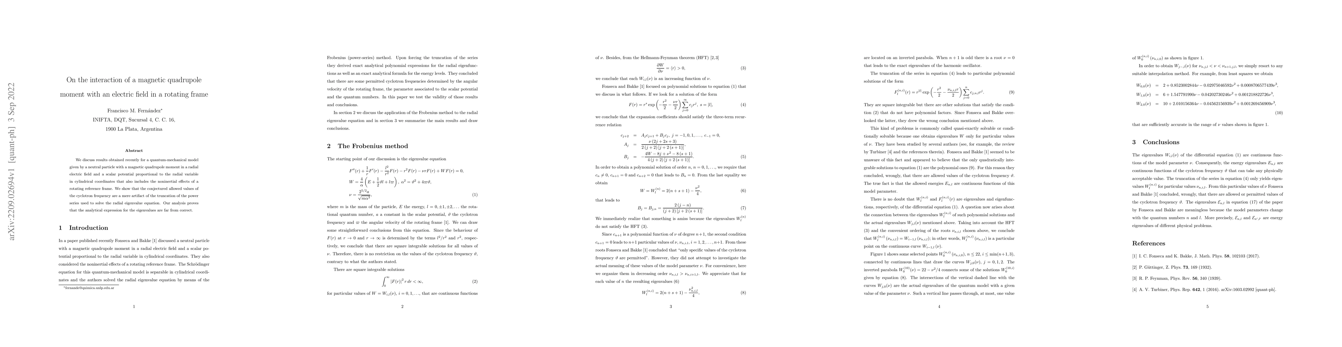 Thumbnail for On the interaction of a magnetic quadrupole moment with an electric
  field in a rotating frame