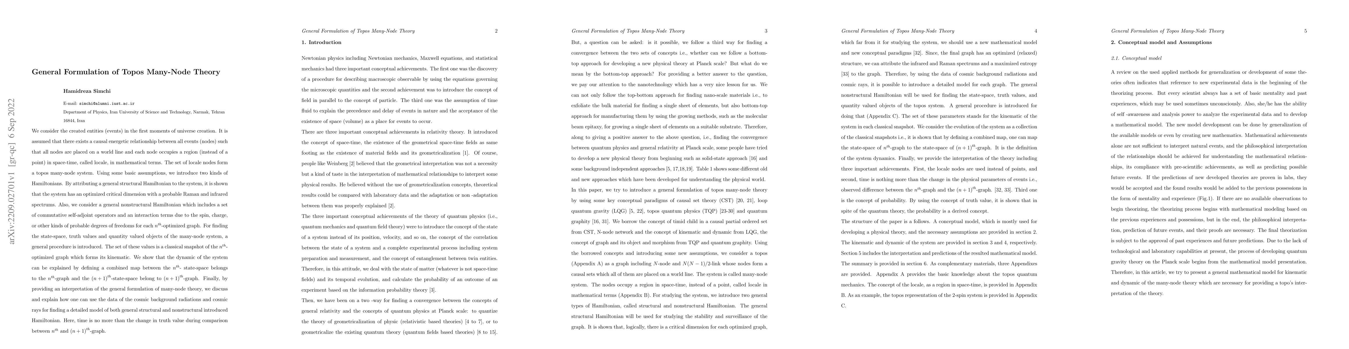 Thumbnail for General Formulation of Topos Many-Node Theory