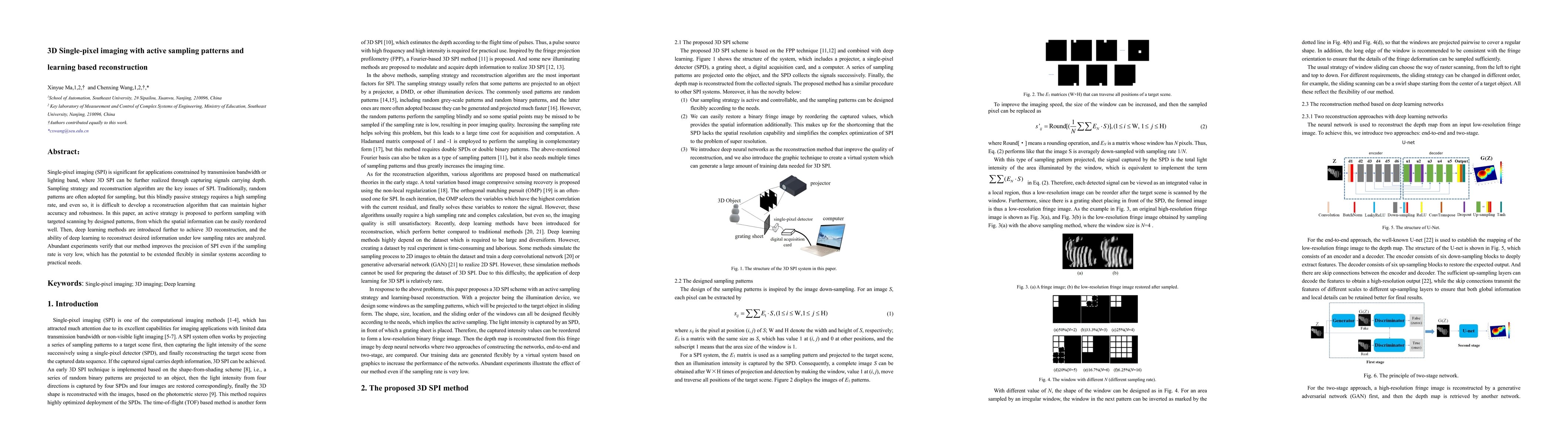 Thumbnail for 3D Single-pixel imaging with active sampling patterns and learning based
  reconstruction
