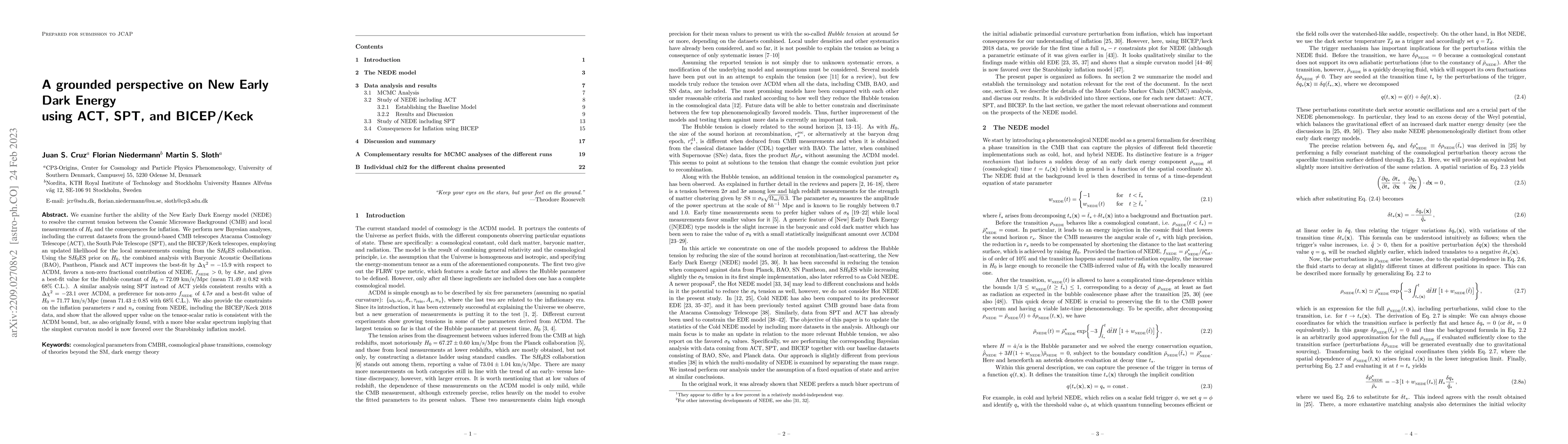 Thumbnail for A grounded perspective on New Early Dark Energy using ACT, SPT, and
  BICEP/Keck