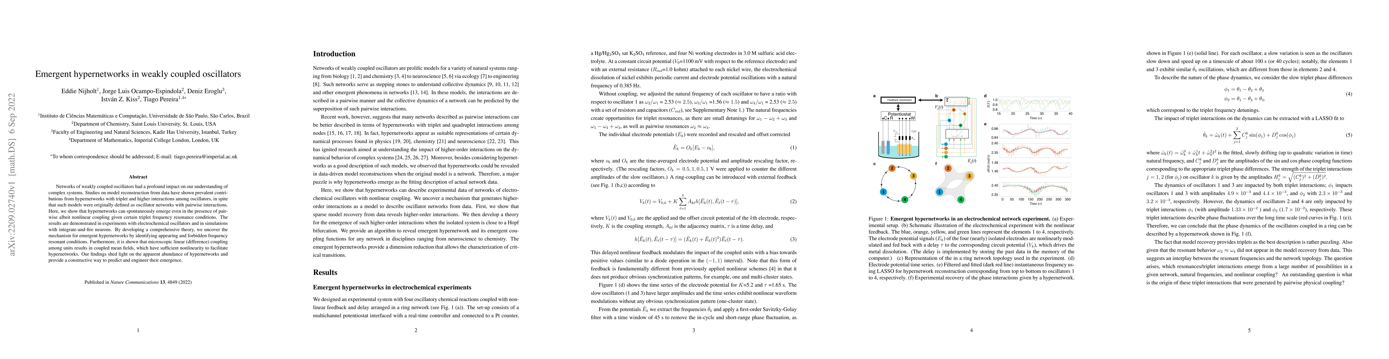 Thumbnail for Emergent hypernetworks in weakly coupled oscillators