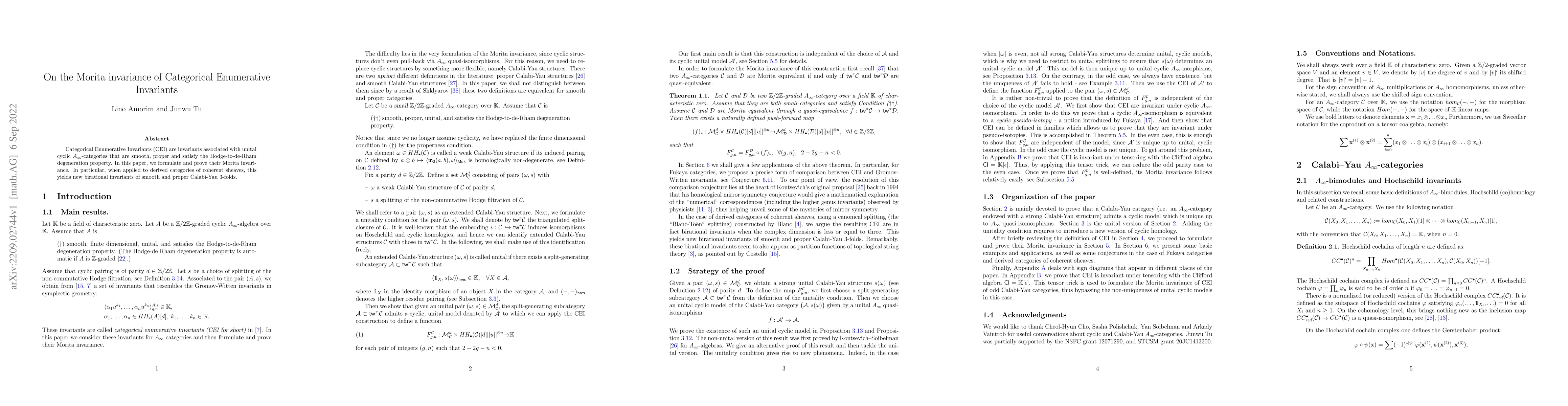Thumbnail for On the Morita invariance of Categorical Enumerative Invariants