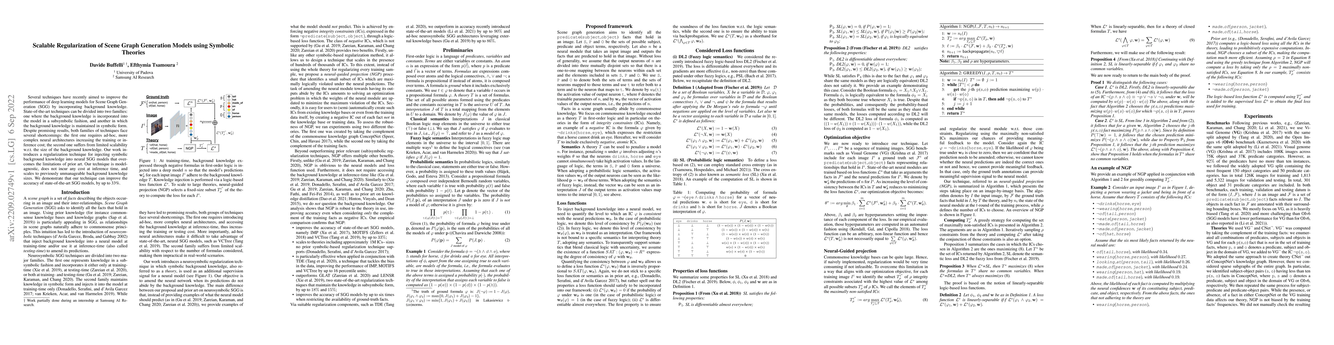 Thumbnail for Scalable Regularization of Scene Graph Generation Models using Symbolic
  Theories